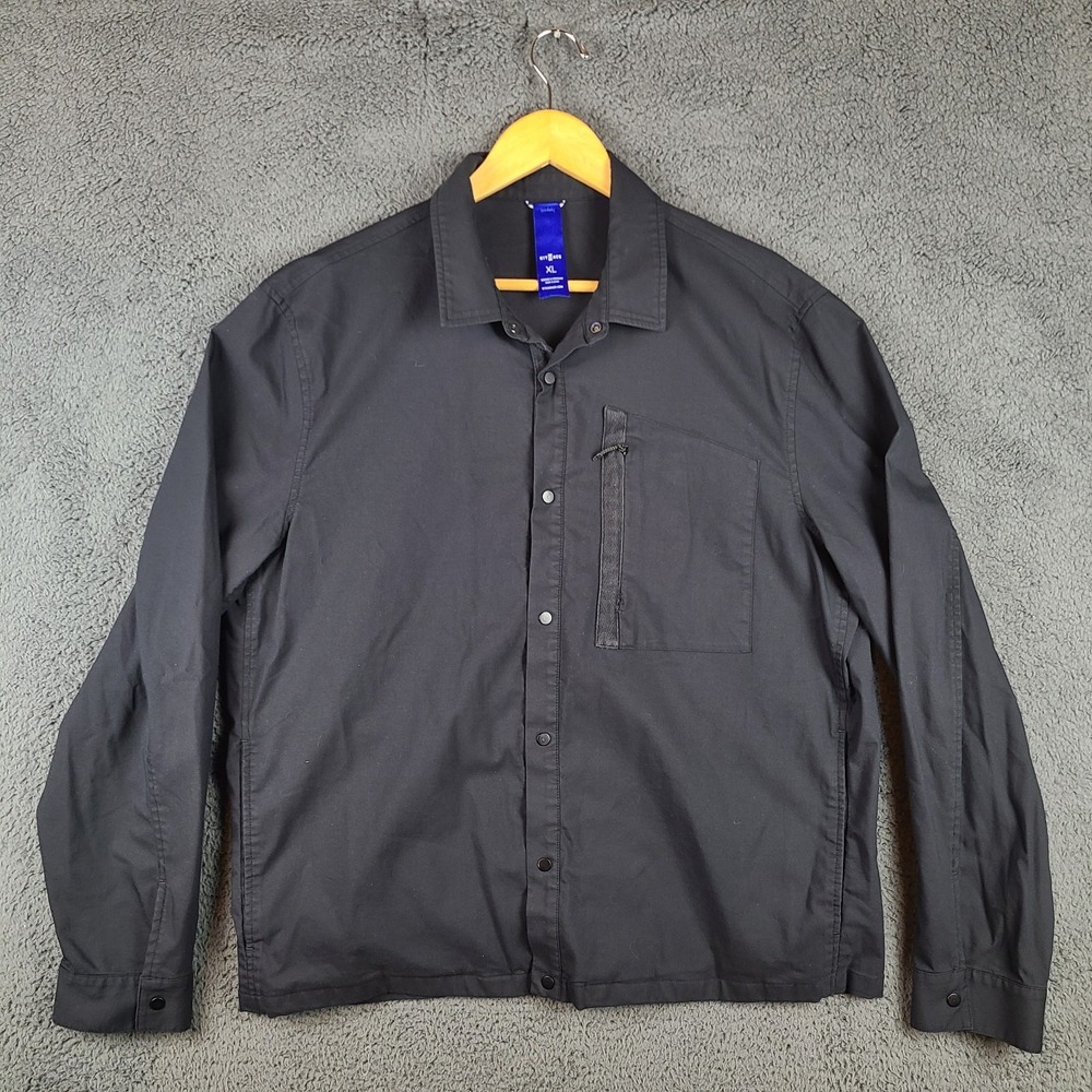 Kit and Ace Mens XL Navigator Stretch Jacket Snap Black Stretch Windbreaker